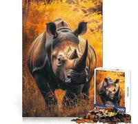 Puzzle Portrait de rhinocéros Blanc 1000 pièces pour Adolescents, Stimulant la réflexion et l'agilité mentale, Passe-Temps agréable, Assemblage sécurisé, Cadeau de Noël idéal (38x52cm)