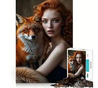 Puzzle Portrait de rousse et de Renard pour Adolescents, 1000 pièces, stimule la mémoire, soulage la Tension, Bords serrés, Belle œuvre d'art (50x75cm)