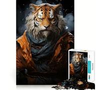 Puzzle Portrait de Tigre Guerrier pour Adultes,1000 pièces,Jeu de Concentration,découpe de précision,Bords Lisses,défi Amusant pour Passer Le Temps (50x75cm)