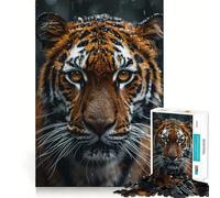 Puzzle Portrait de Tigre sous la Pluie pour Adolescents, 1000 pièces, renforce la mémoire, Anti-Stress, Bords Lisses, Cadeau de Noël 38x26cm