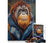 Puzzle Portrait d'orang-outan 1000 pièces pour Adultes, Jeu de réflexion et de Concentration, Loisirs à Domicile, Bords serrés, Cadeau de Noël (38x52cm)