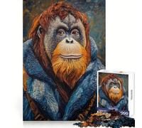 Puzzle Portrait d'orang-outan pour Adultes, 1000 pièces, thème Remember Upgrade Peaceful Time Tight Cut, liste de souhaits du Père Noël (38x26cm)