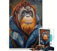 Puzzle Portrait d'orang-outan pour Adultes, 1000 pièces, thème Remember Upgrade Peaceful Time Tight Cut, liste de souhaits du Père Noël (38x26cm)