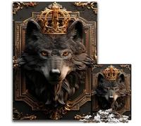Puzzle Portrait du Roi Loup 1000 pièces pour Adultes Puzzles impossibles pour Adultes Parfait pour s'amuser en Famille Pendant Les Vacances 1000 pièces (38 x 26 cm)