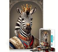 Puzzle Portrait du Roi zèbre,1000 pièces,Jeu de mémoire,découpe Laser de qualité supérieure,activité captivante pour des soirées tranquilles (38x52cm)