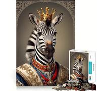Puzzle Portrait du Roi zèbre pour Adolescents,1000 pièces,Jeu de réflexion découpé au Laser pour Un Assemblage Parfait,Exercice Mental Calme à la Maison (50x75cm)