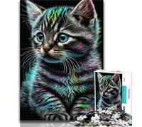 Puzzle Portrait d'un Beau Chat 1000 pièces pour Adultes et Adolescents, Jeu Stimulant et Jeu Familial, Interaction Parent-Enfant 26x38cm