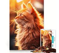 Puzzle Portrait d'un Chat Tabby pour Adolescents 1000 Pièces Jeu d'Éveil Mental Design Détendu Assemblage Surprise de Noël (38x26cm)