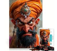 Puzzle Portrait d'un Indien en colère pour Adultes,1000 pièces,Jeu de mémoire,Assemblage sécurisé et Solide,Jeu de Construction de Liens significatifs (50x75cm)
