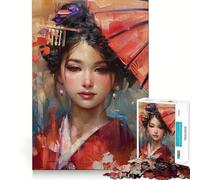 Puzzle Portrait d'une Geisha avec Parapluie pour Adolescents, 1000 pièces, Jeu d'exercice Mental, Design Relaxant, Assemblage, Surprise de Noël (38x52cm)
