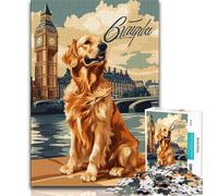 Puzzle Portrait Golden Retriever 1000 pièces pour Adultes, Jeu Stimulant et Jeu Familial idéal comme Cadeau pour Toute la Famille 50x75cm