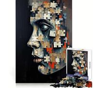 Puzzle Portrait Visage Puzzle de 1000 pièces pour Adultes Stimule la mémoire Passe-Temps à la Maison Bords Nets Cadeau élégant (50x75cm)