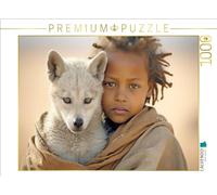 Puzzle · Portraits dans Le désert | Jeune fille avec un chacal · 1000 pièces · Format assemblé 64 × 48 cm · CALVENDO Puzzle