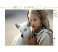 Puzzle · Portraits dans Le désert | Une femme avec un chacal · 1000 pièces · Format assemblé 64 × 48 cm · CALVENDO Puzzle