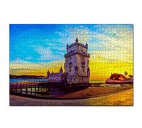 Puzzle Portugal Tour de Belém Lisbonne Puzzle 100 pièces pour Adultes et Famille Cadeau Souvenir de Voyage 45,5 x 35,5 cm