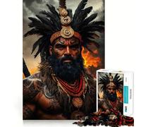 Puzzle pour adolescent, 1000 pièces, portrait d'un guerrier tribal, pièces ajustées, jeu de logique, plaisir de jeu calme, cadeau d'anniversaire, jeu d'art (50 x 75 cm)