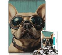 Puzzle pour Adolescent Bouledogue français Pilote 1 000 pièces Cadeau pour Adolescent pour renforcer l'amour Entre Les Couples dès 14 Ans 75x50cm