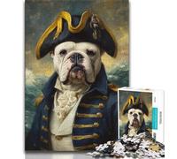 Puzzle pour Adolescent Capitaine Pirate Bouledogue français 1 000 pièces Jouets éducatifs et éducatifs pour la Famille pour renforcer l'amour Entre Couples (26x38cm)