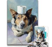 Puzzle pour Adolescent Chien Jouant avec du Papier Toilette 1 000 pièces idéal pour Les soirées Jeux Jouet coloré pour la Maison (50x75cm)