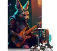 Puzzle pour Adolescent, Motif Lapin, Guitare, Animaux, 1 000 pièces, idéal pour Toute la Famille, à partir de 14 Ans, 75x50cm