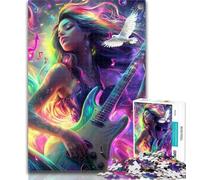 Puzzle pour Adolescentes, Fille Jouant de la Guitare, 1 000 pièces, Jeu de réflexion, décoration Murale, Cadeaux Uniques pour Anniversaire et Noël, 50x75cm