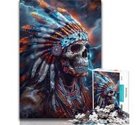 Puzzle pour Adolescents 1 000 pièces Motif crâne Indien idéal pour Adultes Jeu éducatif défi Collection d'artistes Beaux-Arts (26x38cm)