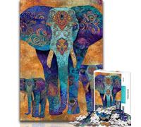 Puzzle pour Adolescents 1 000 pièces Motif éléphant pour Adultes et Adolescents Difficile avec des pièces entièrement imbriquées de Formes aléatoires 38x26cm