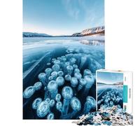 Puzzle pour Adolescents 1000 Bulles de méthane gelées dans Le lac Abraham - Idéal pour Un Anniversaire ou Noël - Activités familiales Anti-Stress - Convient aux 14 Ans et Plus (50x75cm)