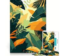 Puzzle pour Adolescents 1000 Feuilles Tropicales Illustration Minimaliste Thème Jungle Découpe serrée Jeu de réflexion créatif et Amusant Détente Cadeau de Noël Artistique (38x26cm)
