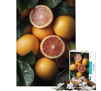Puzzle pour Adolescents 1000 Oranges sanguines fraîches et Feuilles Vertes Jeu de détente Jouet intellectuel et activités familiales (38x52cm)