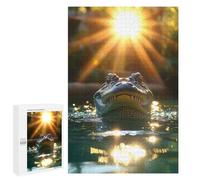 Puzzle pour Adolescents 1000 PCS Alligator in Water with Sunburst Puzzles pour Adolescents - Jouets Anti-Stress - Assemblage De Motifs - Cadeaux Uniques pour Anniversaire Et Noël 1000 PCS