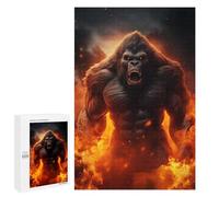 Puzzle pour Adolescents 1000 PCS Angry Evil Gorilla Fire Puzzles pour Adolescents - Jouets Anti-Stress - Améliore La Mémoire - Idéal comme Cadeau 1000 PCS