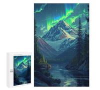 Puzzle pour Adolescents 1000 PCS Aurora Borealis Mountain Lake Puzzles pour Adultes - Jeu Éducatif Anti-Stress Et Défi Unique 1000 PCS