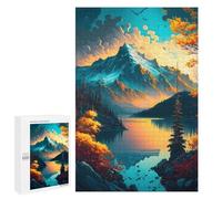 Puzzle pour Adolescents 1000 PCS Autumnal Lake Reflections Puzzle pour Adultes Jeux Relaxants pour Améliorer La Mémoire Cadeaux d'anniversaire Et De Noël Uniques 1000 PCS