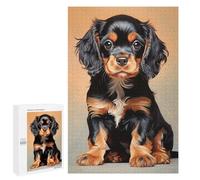 Puzzle pour Adolescents 1000 PCS Black and Tan Cavalier King Charles Spaniel Puppy Puzzles pour Adolescents - Jouets Anti-Stress - Améliore La Mémoire - Idéal comme Cadeau 1000 PCS