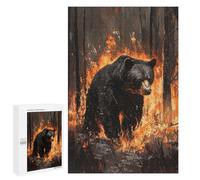 Puzzle pour Adolescents 1000 PCS Black Bear in Fire Puzzle pour Adultes Jeux De Détente Décoration Parfaite Cadeaux d'anniversaire Et Cadeaux Uniques 1000 PCS