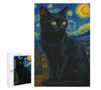Puzzle pour Adolescents 1000 PCS Black Cat in Starry Night Puzzle pour Adultes Jeux Relaxants, Amusants Et Humoristiques Cadeaux d'anniversaire Uniques 1000 PCS