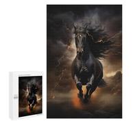 Puzzle pour Adolescents 1000 PCS Black Horse Galloping Puzzles pour Adultes - Décoration Murale - Idée pour Passer Le Temps À La Maison - Anniversaire, Noël 1000 PCS