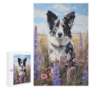 Puzzle pour Adolescents 1000 PCS Border Collie in Flowers Puzzle Anti-Stress, Jouet De Décoration Intérieure, Cadeau Unique d'anniversaire Et De Noël 1000 PCS