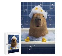 Puzzle pour Adolescents 1000 PCS Capybara in Bathtub with Rubber Ducks Puzzle pour Adultes Jeux Relaxants, Amusants Et Humoristiques Cadeaux d'anniversaire Uniques 1000 PCS