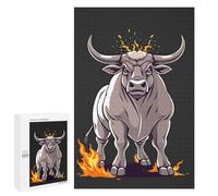 Puzzle pour Adolescents 1000 PCS Cartoon Bull with Flames Jeux De Puzzle en Famille pour S'amuser en Famille Cadeaux d'anniversaire Et Cadeaux Uniques 1000 PCS