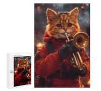 Puzzle pour Adolescents 1000 PCS Cat Playing Trumpet Puzzle Adulte, Jouet, Décoration Murale, Découpe De Précision, Jeu Stimulant, Cadeaux 1000 PCS