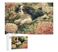 Puzzle pour Adolescents 1000 PCS Cavalier King Charles Spaniel in Flowers Puzzle pour Adultes - Jeux Relaxants - Décoration Intérieure - Cadeaux Uniques d'anniversaire Et De Noël 1000 PCS