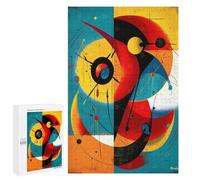 Puzzle pour Adolescents 1000 PCS Celestial Mechanics - Modern Cosmic Geometry in Cyan, Gold, and Vermillion Puzzles pour Adultes Jeux De Famille Cadeau d'anniversaire Activités Amusantes À La Maison,