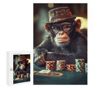Puzzle pour Adolescents 1000 PCS Chef Monkey Playing Poker Puzzles pour Adolescents - Jouets Anti-Stress - Améliore La Mémoire - Idéal comme Cadeau 1000 PCS