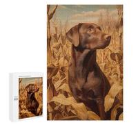 Puzzle pour Adolescents 1000 PCS Chocolate Labrador in Cornfield Puzzles pour Adolescents - Jouets Anti-Stress - Assemblage De Motifs - Cadeaux Uniques pour Anniversaire Et Noël 1000 PCS