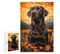 Puzzle pour Adolescents 1000 PCS Chocolate Labrador in Mountain Landscape Puzzle Adulte, Jouet, Décoration Murale, Découpe De Précision, Jeu Stimulant, Cadeaux 1000 PCS
