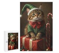 Puzzle pour Adolescents 1000 PCS Christmas Cat Elf Costume Puzzles pour Adultes Découpe De Précision Stimule Le Cerveau Jeu Amusant Et Stimulant pour Toute La Famille 1000 PCS