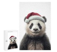 Puzzle pour Adolescents 1000 PCS Christmas Panda with Santa Hat Portrait Puzzle pour Adultes Jeux De Détente Décoration Parfaite Cadeaux d'anniversaire Et Cadeaux Uniques 1000 PCS