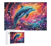 Puzzle pour Adolescents 1000 PCS Colorful Dolphin Dance -2 Puzzle pour Adultes - Jeu Manuel - Décoration Murale - Cadeaux Uniques pour Anniversaire Et Noël 1000 PCS